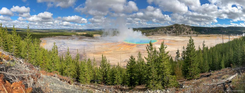 Panorama sur Midway Geyser Basin depuis le belvédère.