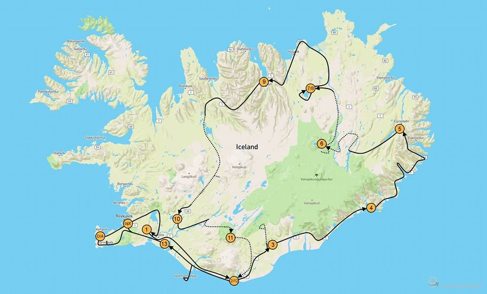 Notre suggestion d'itinéraire de 14 jours en Islande
