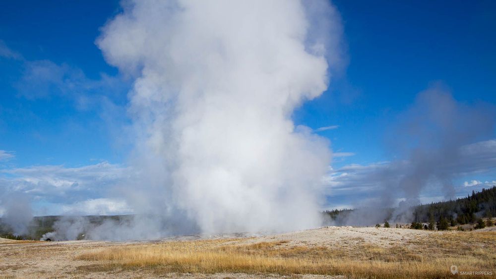 Une journée sans vent, impossible de distinguer le jet d'eau.